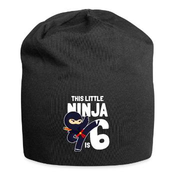 This Little Ninja Is 6 Birthday Birthday Six - Jersey Beanie - black - Front