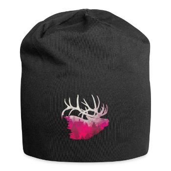 Deer moose antlers hunting Camping Lapland wapiti - Jersey Beanie - black - Front