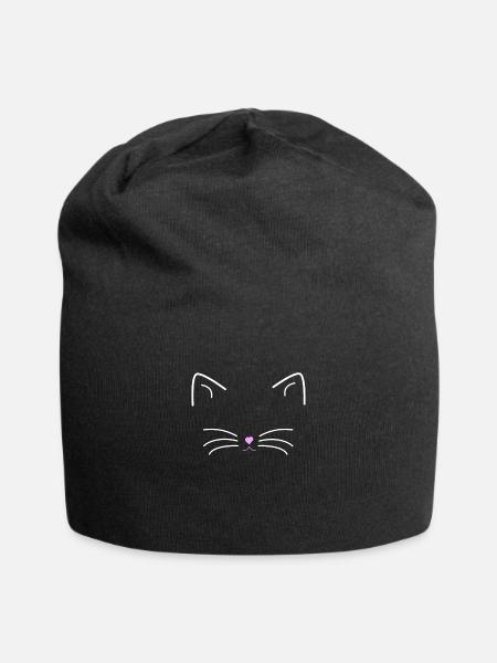 Katzengesicht - Jersey-Beanie - Schwarz
