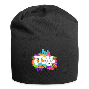 Tee-shirt joie amusement fou et joie - Bonnet en jersey - noir - Devant