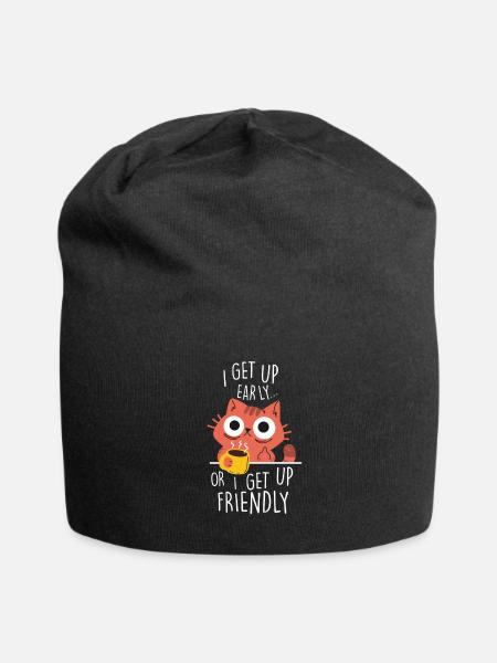 I get up early or I get up friendly - Jersey Beanie - black