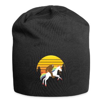 Bigfoot riding Unicorn - Einhorn - Shirt - Jersey-Beanie - Schwarz - Vorne