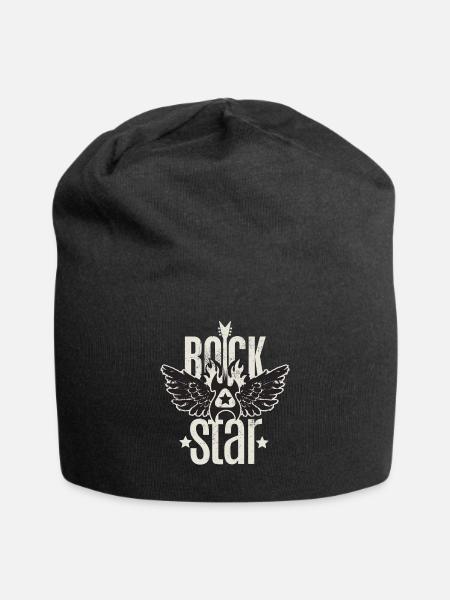 Rock Star Gitarrist Design, Geschenk Gitarren Fan - Jersey-Beanie - Schwarz