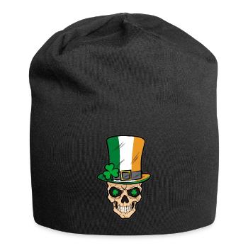 irischer Totenkopf Irland Kleeblatt Comic - Jersey-Beanie - Schwarz - Vorne