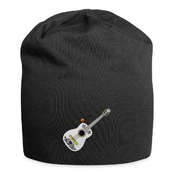 Coole Stillvolle weiße Gitarre Geschenkidee - Jersey-Beanie - Schwarz - Vorne