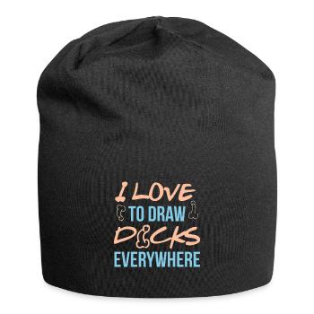 I love to draw dicks everywhere - Jersey-Beanie - Schwarz - Vorne