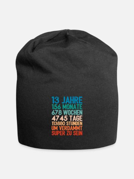 Birthday present For 13 year old 13th birthday - Jersey Beanie - black