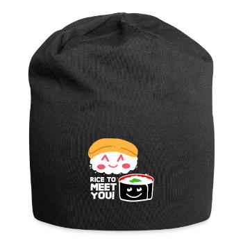 Sushi Go Rice Japan Tokyo Miso Nigiri Maki Udon - Jersey Beanie - black - Front