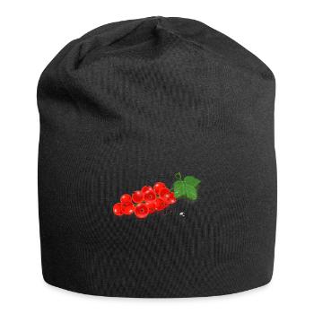 Groseille rouge sur une branche avec une feuille verte de thé - Bonnet en jersey - noir - Devant