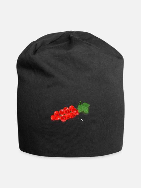 Rote Johannisbeere auf Zweig mit grünen Blatt tee - Jersey-Beanie - Schwarz