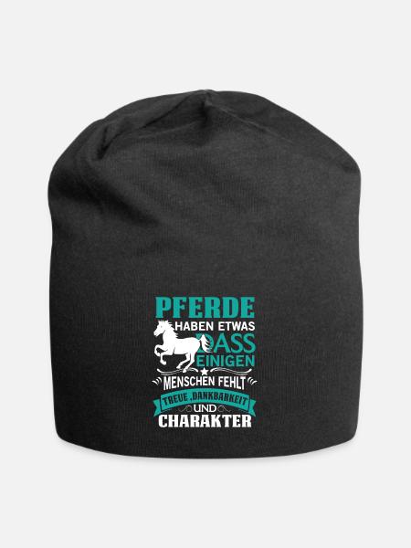 Pferde Pferd Treue Charakter Reiten Reiterin - Jersey-Beanie - Schwarz