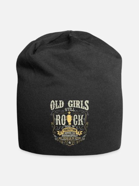 Old girls still rock aged to perfection guitar - Jersey Beanie - black