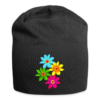 colorful flowers, blossoms, colorful bouquet of flowers - Jersey Beanie - black - Front