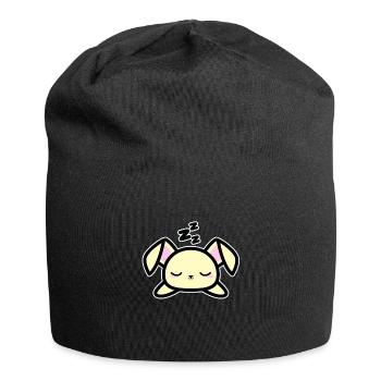 Conception mignonne de lapin endormi, style Kawaii - Bonnet en jersey - noir - Devant