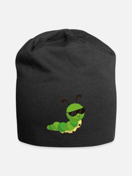 Caterpillar caterpillars design insect gift kids - Jersey Beanie - black