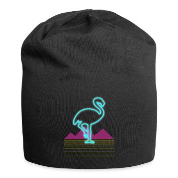 80er Jahre Retro Neon Rosa Flamingo Vogel Geschenk - Jersey-Beanie - Schwarz - Vorne