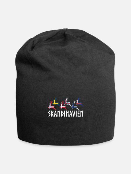 Skandinavien Elch Norwegen Schweden Dänemark - Jersey-Beanie - Schwarz