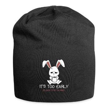 Coffee Bunny Early Morning Rabbit Tired Gift - Jersey Beanie - black - Front