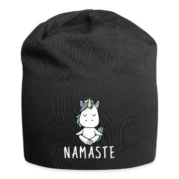 Cadeau de méditation yoga licorne Yogi Namaste - Bonnet en jersey - noir - Devant