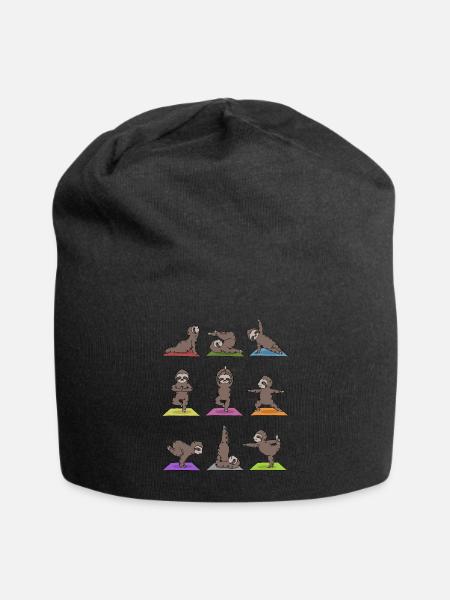 Yoga Faultier Meditation Yogi Namaste Geschenk - Jersey-Beanie - Schwarz
