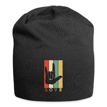 ASL Love Vintage Retro - Jersey Beanie - black - Front