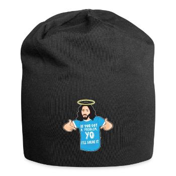 Funny Jesus Shirt Christian Meme Yo I'll Solve It - Jersey Beanie - black - Front