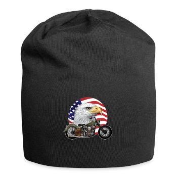 Eagle Head USA Motorcycle Biker Chopper - Jersey Beanie - black - Front