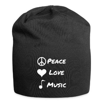 Peace Love Music Frieden Musik Symbol Geschenk - Jersey-Beanie - Schwarz - Vorne