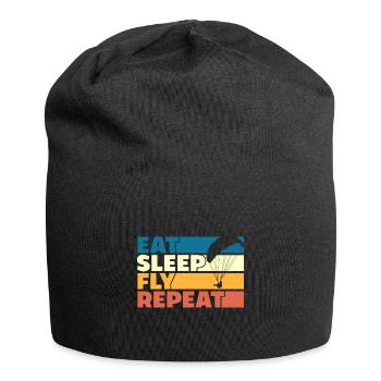 Eat Sleep Fly Repeat Retro Style - Jersey-Beanie - Schwarz - Vorne