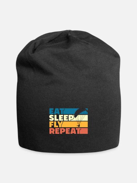 Manger sommeil mouche répéter style rétro - Bonnet en jersey - noir