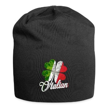 Italian O talian Tee Shirt Funny St Patricks Day - Jersey Beanie - black - Front