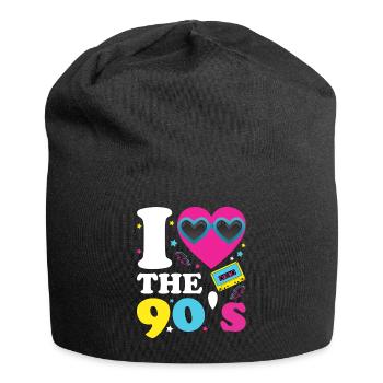 I love the 90's - Retro 90er Jahre Kostüm - Jersey-Beanie - Schwarz - Vorne