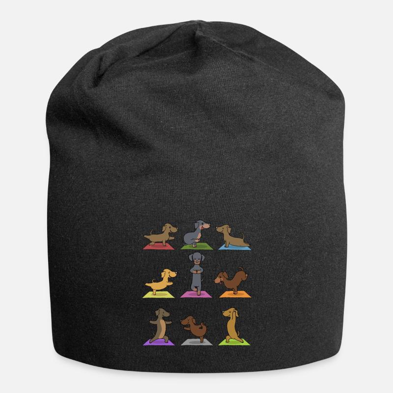 Yoga Dackel Meditation Yogi Namaste Geschenk - Jersey-Beanie - Schwarz