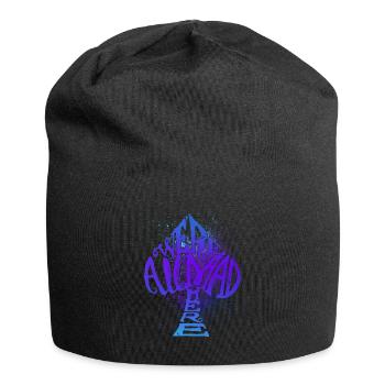 Wir sind alle wahnsinnig hier Spaten - Splatter Design - Jersey-Beanie - Schwarz - Vorne