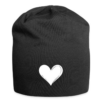 Herz - Jersey-Beanie - Schwarz - Vorne