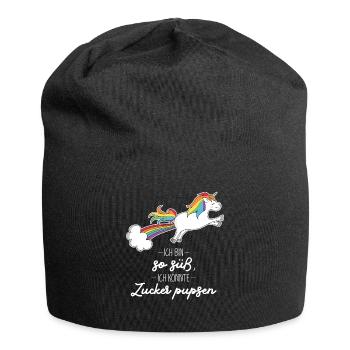 Einhorn Regenbogen Baby Zucker Süß Schwanger Pups - Jersey-Beanie - Schwarz - Vorne
