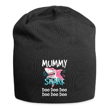 Mum Shark T-Shirt for Mother's Day Gift - Jersey Beanie - black - Front