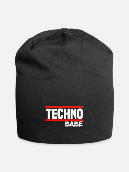 Techno Techno Babe Rave Raver Techno Festival - Jersey-Beanie - Schwarz