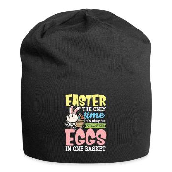Pâques havre de Pâques nid de Pâques oeufs chasse d’oeufs - Bonnet en jersey - noir - Devant