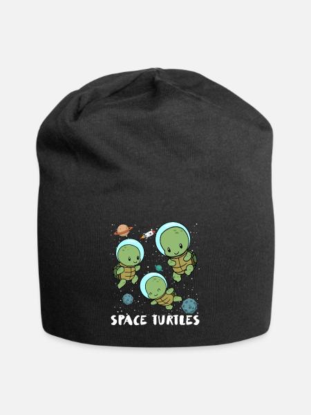 Space turtles astronaut space travel gift - Jersey Beanie - black
