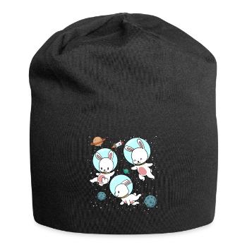Cadeau espace espace astronaute lapin - Bonnet en jersey - noir - Devant
