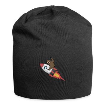 Faultier auf Rakete Lustiger Weltraum Astronaut - Jersey-Beanie - Schwarz - Vorne