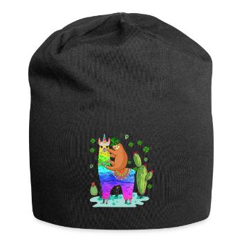 Sloth Riding Llama St - Jersey-Beanie - Schwarz - Vorne