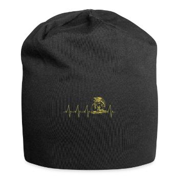 Herzschlag Hecht Blinker Angler im Boot Shirt - Jersey-Beanie - Schwarz - Vorne