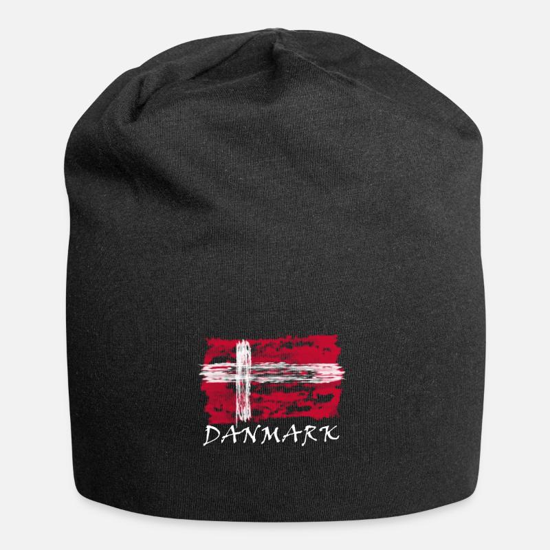 Dänische Flagge - Jersey-Beanie - Schwarz