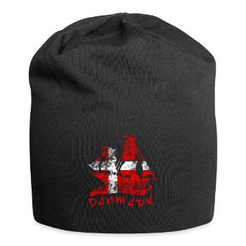 Dänische Flagge - Jersey-Beanie - Schwarz - Vorne