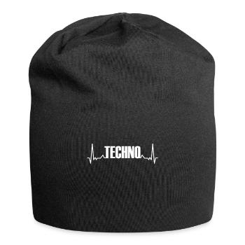 Techno Heartbeat Pulse ECG Rave Trance Gift - Jersey Beanie - black - Front