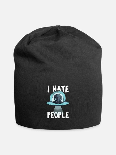 Je déteste les gens cadeau soucoupe volante étranger - Bonnet en jersey - noir