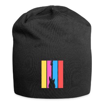 Retro bunte Rockmusik-Gitarre - Jersey-Beanie - Schwarz - Vorne
