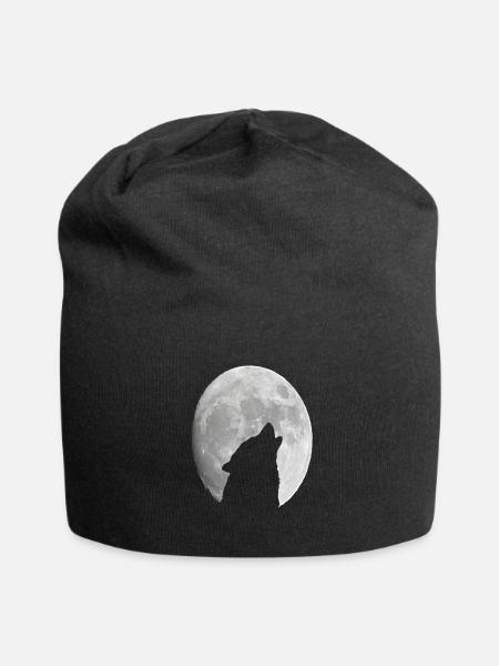 Wilder Wolf, der am Vollmond heult - Jersey-Beanie - Schwarz